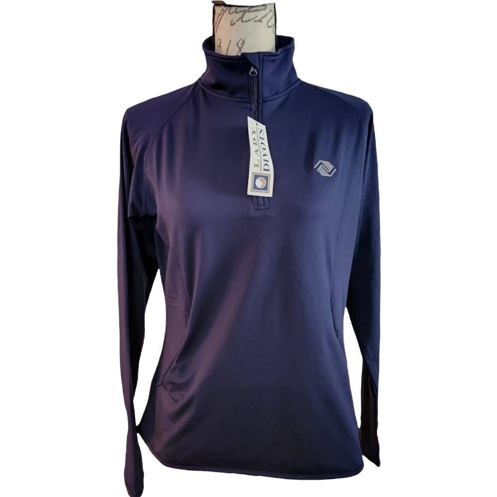 Lady Divots Women's Size Small Navy Blue 1/4 Zip Golf Long Sleeve Pullover